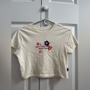 Vans Cream Crop Top with Floral Design